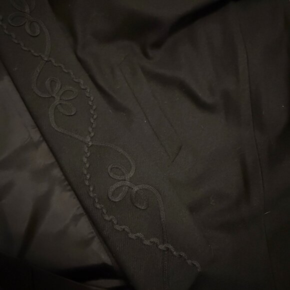 Vintage Alorna Coat Womens XL / 1X Black Wool Embroidered Open Front USA 60s - Picture 7 of 8